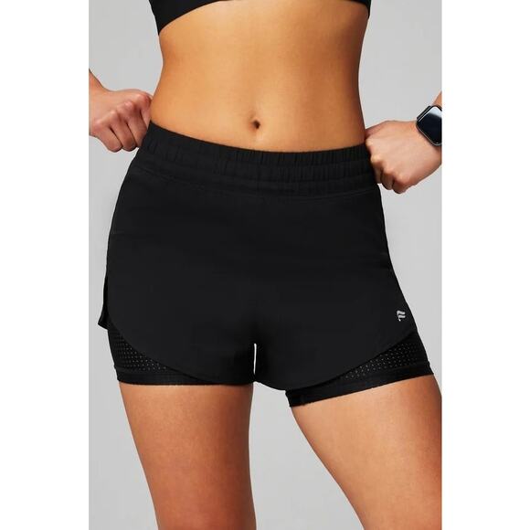 New Fabletics Perforated Run Shorts 2" Black Women's size M - Picture 1 of 8